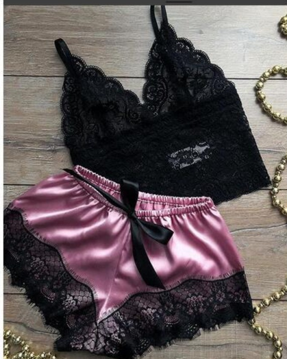 Lace Satin Sleepwear Set